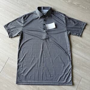 Collars & Co Dress Collar Polo Shirt Large Black White Short Sleeve Houndstooth